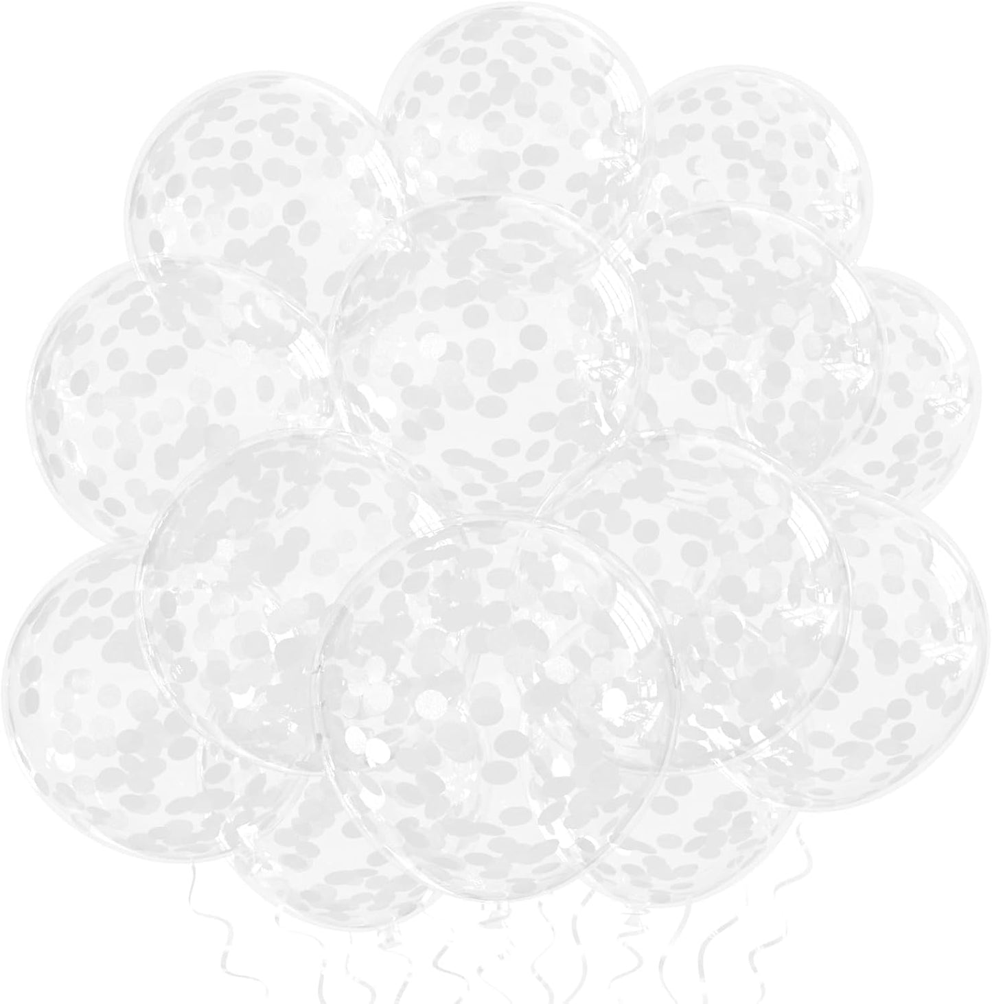 25 Pcs Rainbow Confetti Balloons, 12 Inch Thickened Clear Latex Balloon with Confetti Inside for Birthday Party Baby Shower Graduation Engagement Bridal Shower Decorations Supplies (Long Confetti)