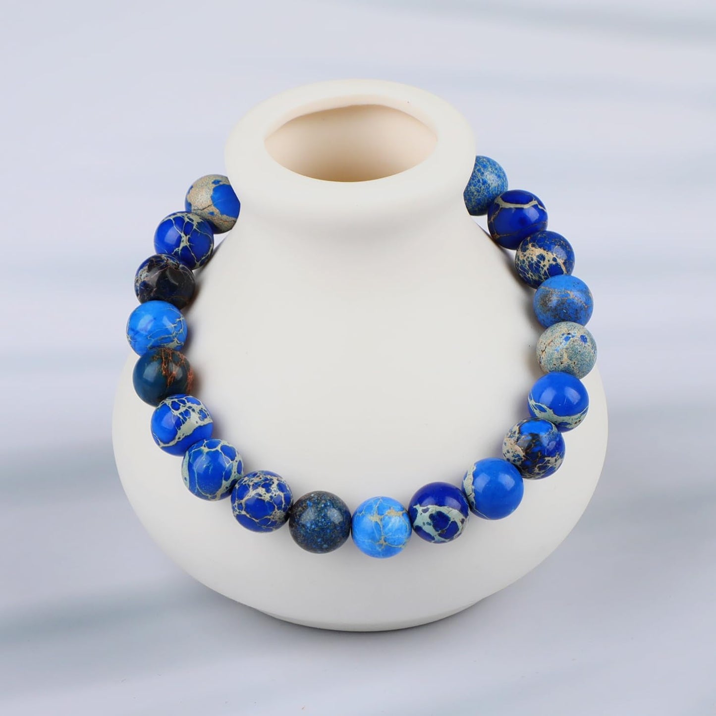 LPBeads Handmade Natural Gemstone Stretch Elastic Bracelet Healing Crystal Round Stone Beads Jewelry Gifts for Women Men