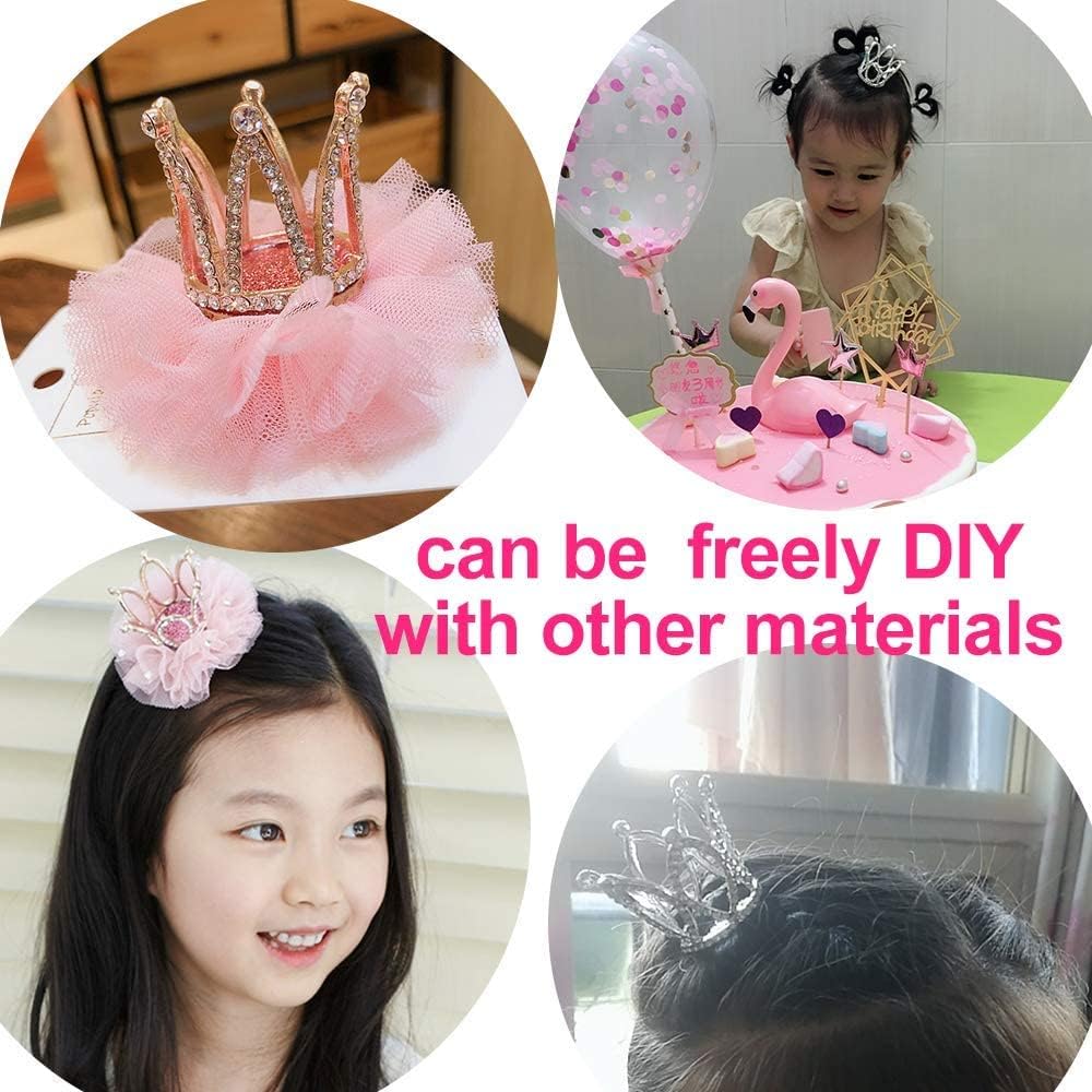 2Pcs Mini Infant Crown Baby Princess Tiara Cake Topper Crystal Rhinestone Small Gold Cupcake Crown for Newborn Photo Prop Royal Prince Themed Birthday Wedding Christmas Party Decorations