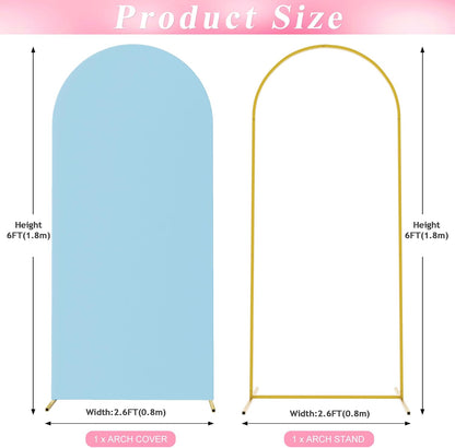 Wokceer 7.2 FT Wedding Arch Backdrop Stand and White Arch Cover, Metal Arch Stand with Arch Stand Cover for Birthday Party Wedding Ceremony Bridal Baby Shower Event Decor