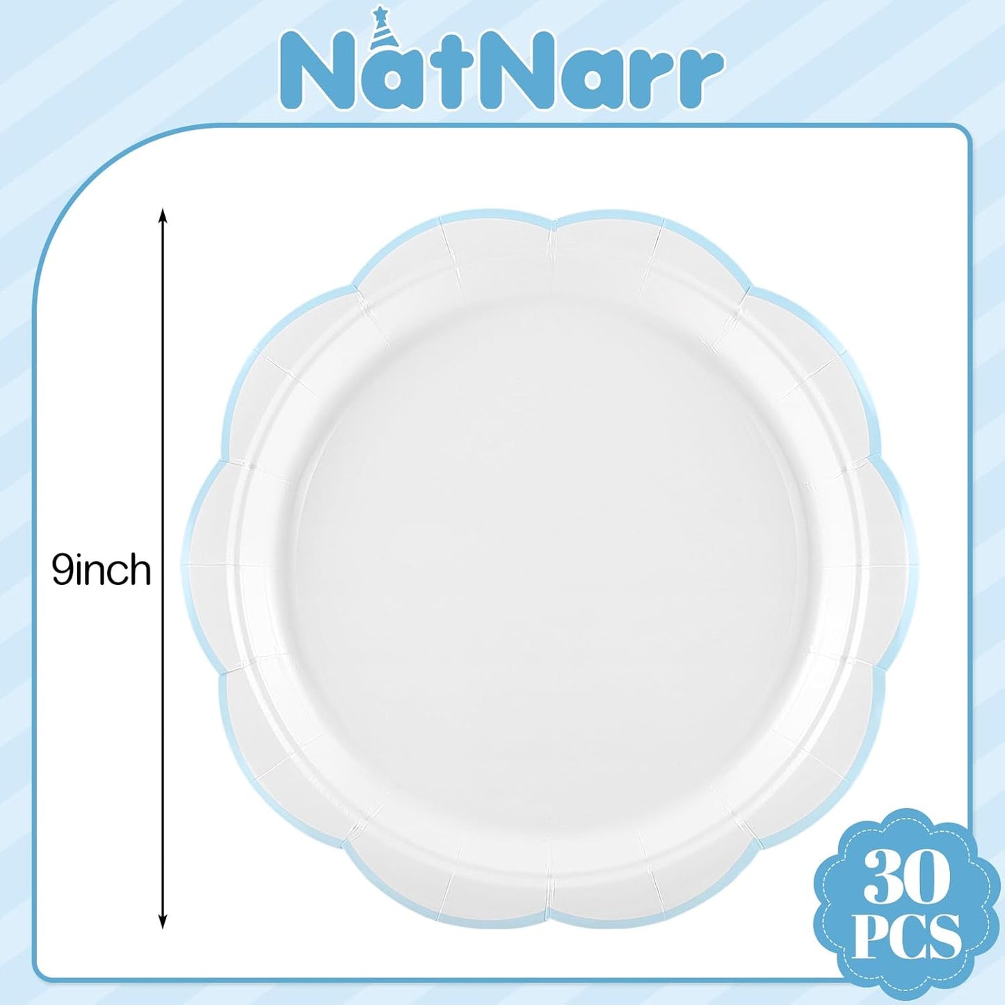 NatNarr 30 Pcs Sage Green Paper Plates, 7 Inch Scalloped Paper Plates Small Dessert Cake Plate Cute Party Plate Disposable Sage Greens Party Supplies for Wedding, Baby Bridal Shower, Birthday