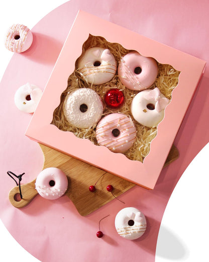 qiqee 8x8x2.5 Inch White Pastry Box With Window Donut Pie Boxes 12pcs Bakery Box (Auto-pop Up)