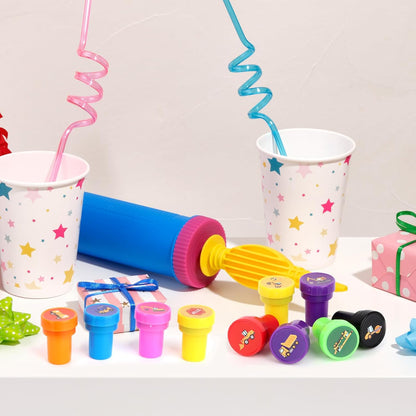 24 PCS Camp Party Favors Camping Adventure Mini Stamps Colorful Self Inking Stamps Camping Themed Party Favors for Boys Girls Student School Classroom Rewards Carnival Prizes Supplies