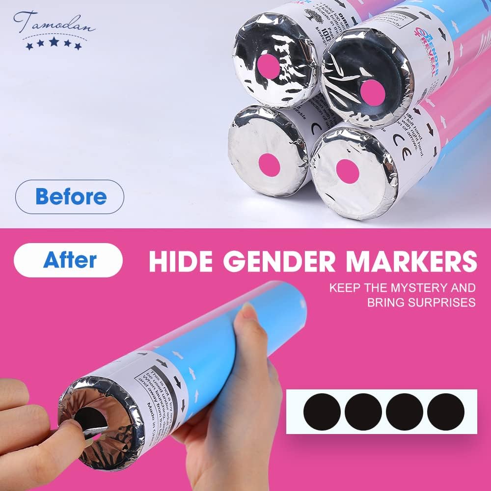 Gender Reveal Confetti Cannon - Set of 4 for Stunning Baby Gender Announcements, Perfect Gender Reveal Cannon for Parties and Celebrations (4 pink) (Non-Powder)