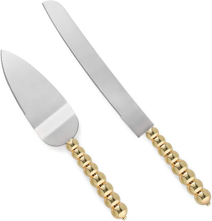 Homi styles Wedding Cake knife and Server Set | Elegant Rose Gold Color Premium 420 Stainless Steel plated Blades | Cake & Pie Serving Set for Wedding Cake, Birthdays, Anniversaries, Parties