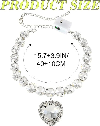 Yonamix Light Up Rhinestone Choker Necklace Silver Heart Necklaces Jewelry for Women