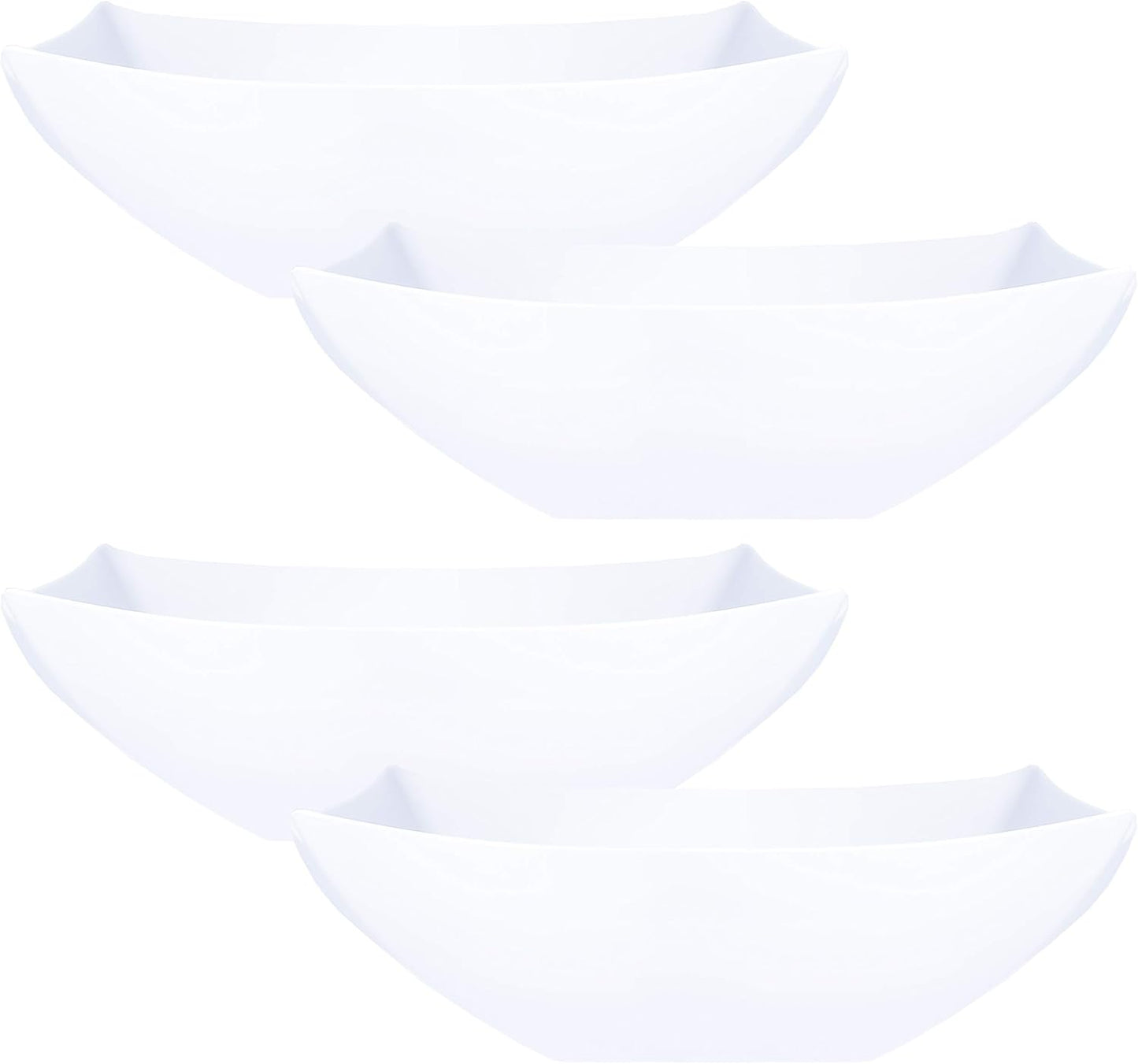 PLASTICPRO Disposable 64 ounce Square Serving Bowls, Party Snack or Salad Bowl, Large Plastic Elegant White Pack of 4