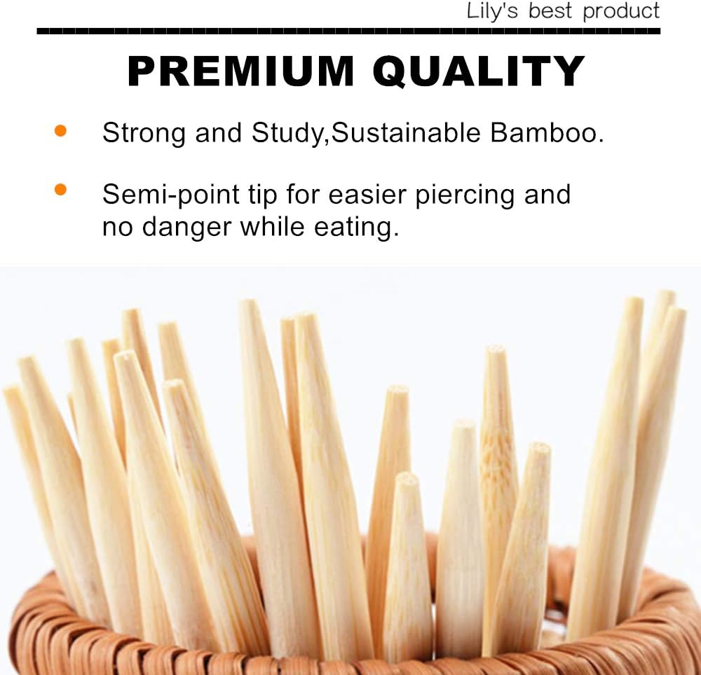 HOPELF 4" Natural Bamboo Skewers Sticks for Appetiser，Fruit，Cocktail，Kabob，Chocolate Fountain，Grilling，Barbecue，Kitchen，Crafting and Party.More Size Choices 4"/6"/8"/10"/12"/14"/16"/17.5"/30"/36"