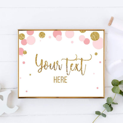 Andaz Press Blush Pink Gold Glitter Girl Baby Shower, Printable Table Tent Place Cards, 20-Pack, Seat Placement Cards Blank Place Cards For Table Settings Name Cards for Wedding, Graduation Food Cards - Colors A