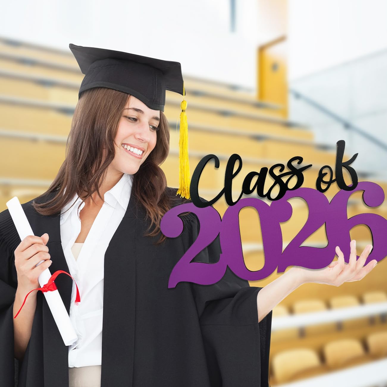 Class of 2026 Wooden Sign Graduation Party Decorations 2026 White Graduation Photo Booth Prop Senior2026 Sign for High School College Party