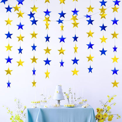 Iridescent Shining Star Hanging Garland Iridescent Hanging Sparkling Star Streamer Glitter Bunting Banner Twinkle Backdrop for Wedding Baby Shower Birthday Christmas Decorations 40 Feet