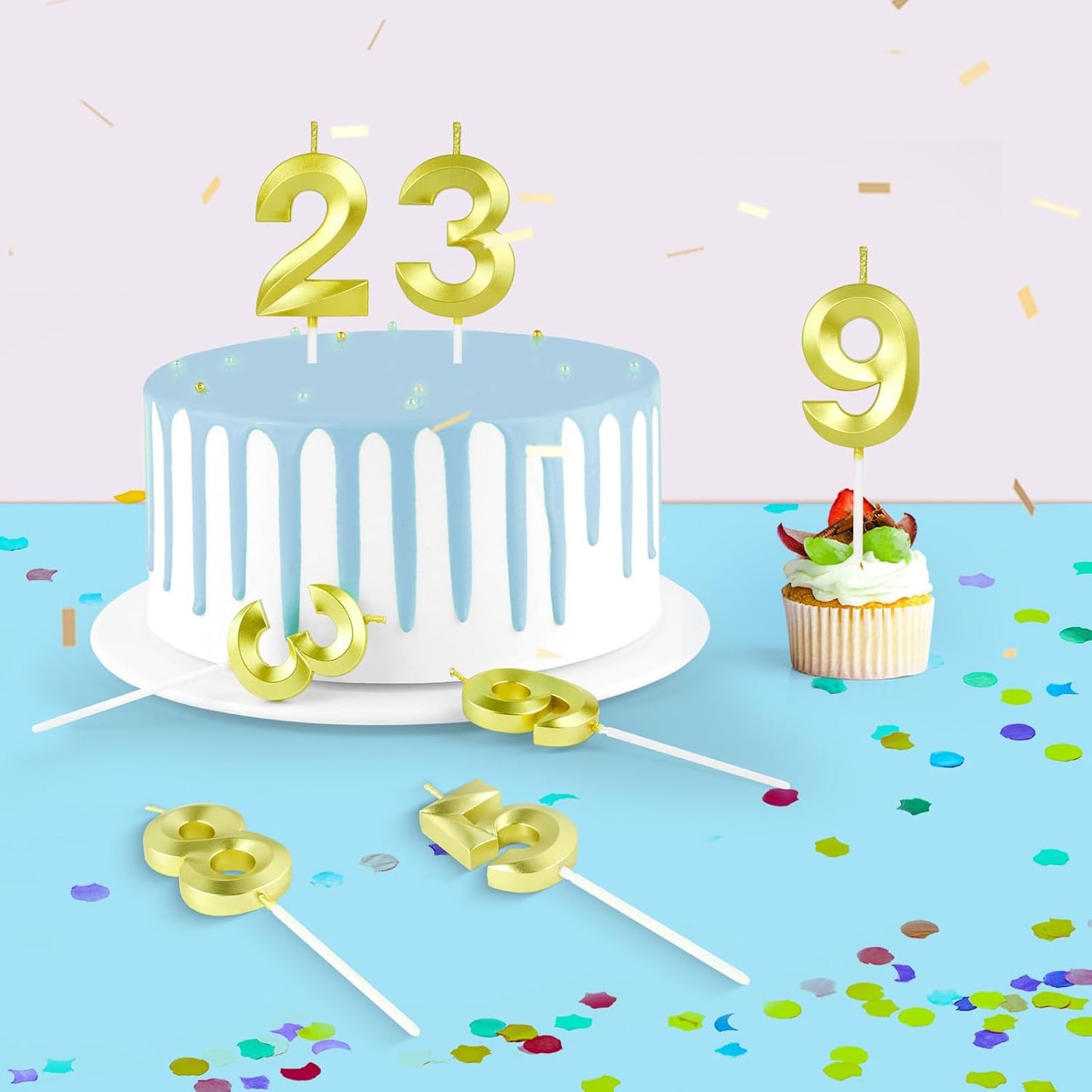 BEAN LIEVE Blue Birthday Candles - Number Cake Candles, Happy Birthday Numeric Candles Number 0 1 2 3 4 5 6 7 8 9 Used for Cake Decoration on Birthday Parties and Wedding Anniversary Celebration