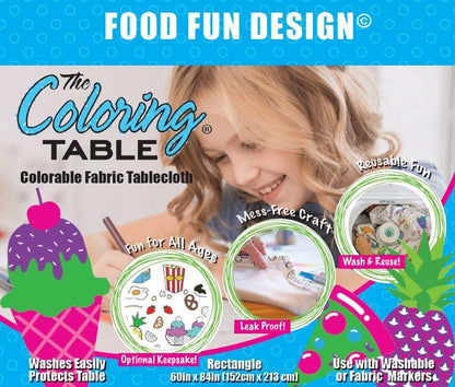 Animal Fun Design – Square Tablecloth 60”X60” – Interactive Coloring Tablecloth for Kids - Poly/Cotton Fabric – Washable and Reusable – DIY Activity for Children and Adults