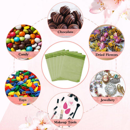 Organza Bags, Organza Bags 5 x 7 Inch, 50 Pcs White Sheer Party Favor Mesh Bag with Drawstring, Small Jewelry Gift Candy Bag for Wedding Christmas Birthday Halloween Graduation Party Favors Supplies