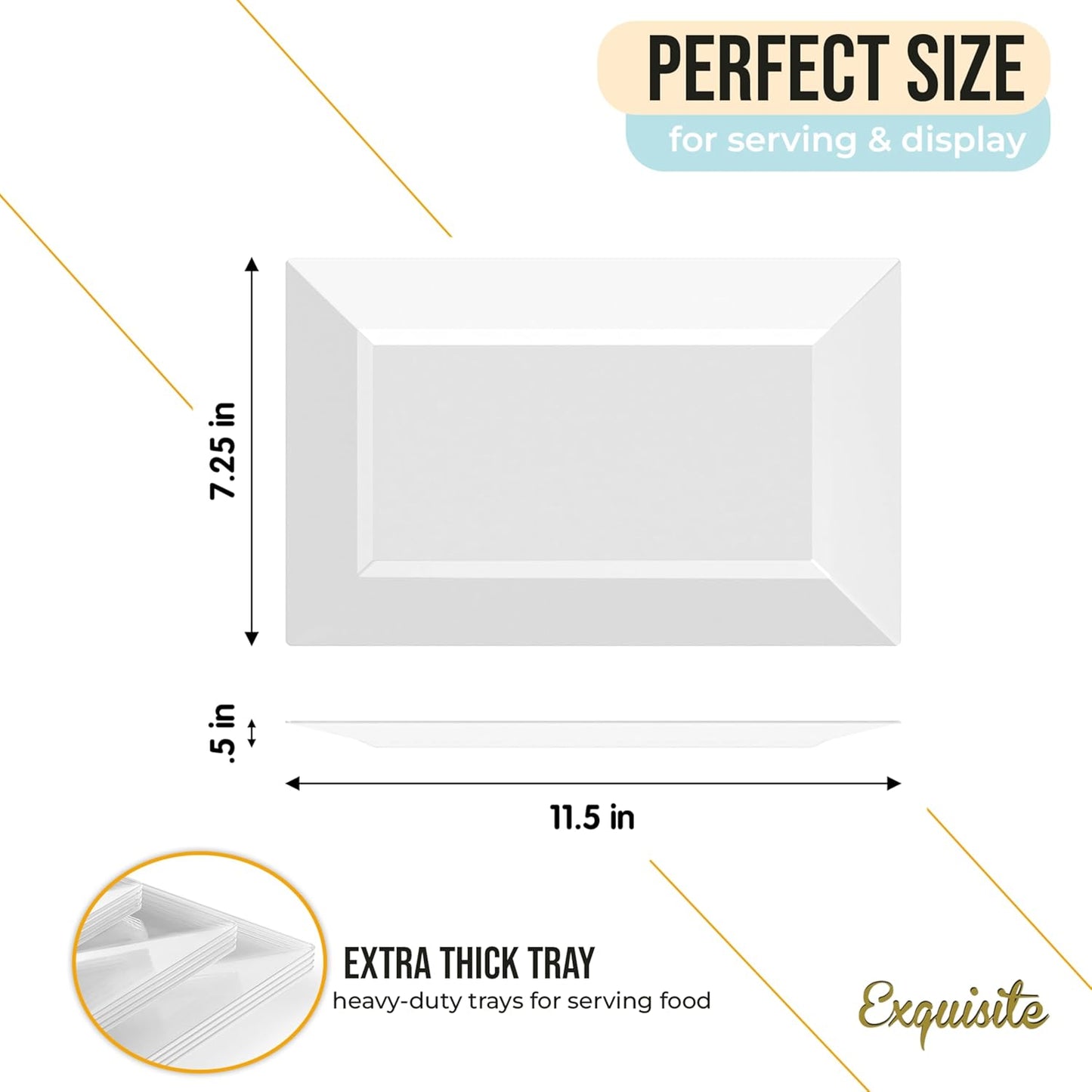 Exquisite Plastic Serving Trays for Party - 40 Pcs 9.5 Inch Clear Serving Platters, Plastic Trays for Food, Clear Tray, Food Tray Disposable Platters for Parties, Catering & Buffet