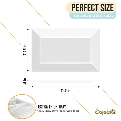 Exquisite Plastic Serving Trays for Party - 40 Pcs 9.5 Inch Clear Serving Platters, Plastic Trays for Food, Clear Tray, Food Tray Disposable Platters for Parties, Catering & Buffet