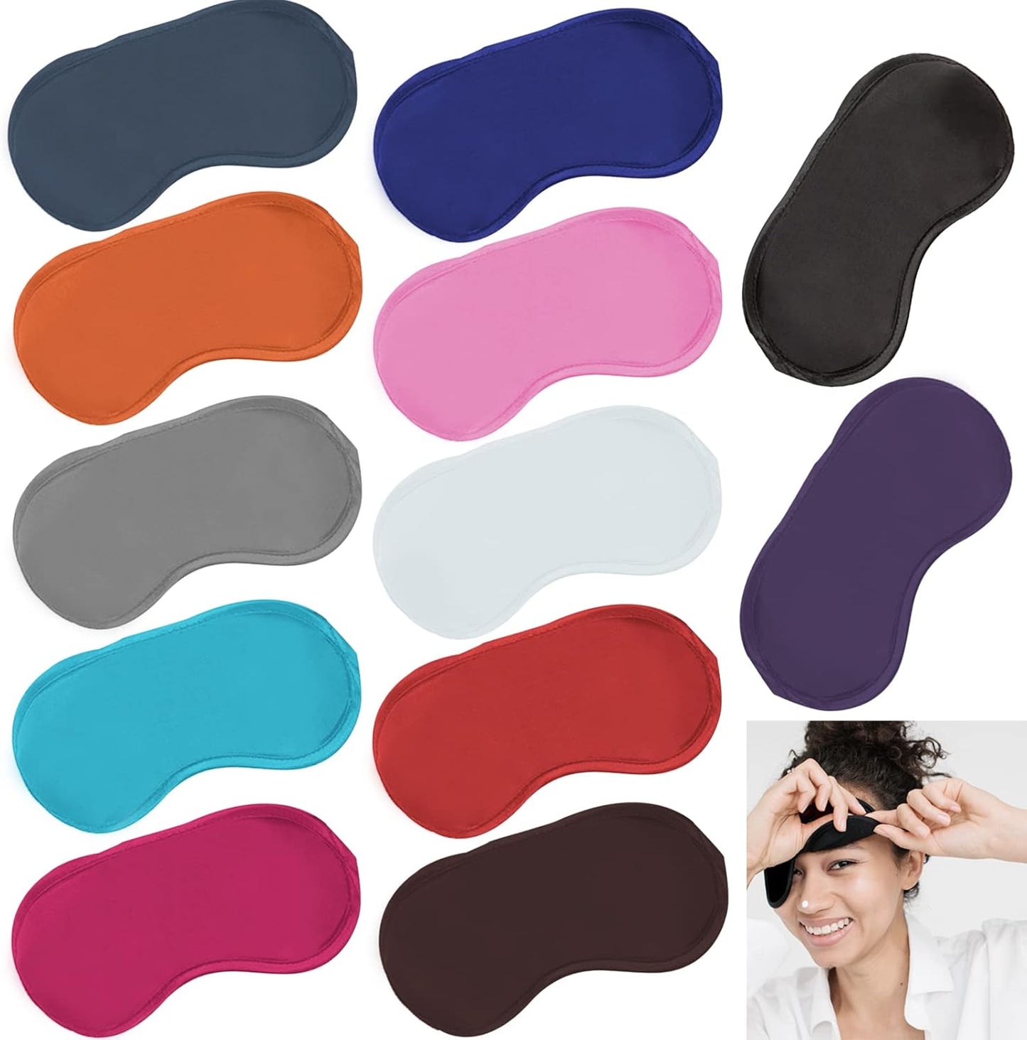 6 Pack Blindfold Eye Mask Cover Sleep Mask for Party Games Travel Sleep Team Build Party Supply with Adjustable Strap for Women Men Kids, Black