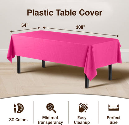 12-Pack Premium Plastic Tablecloth 54in. x 108in. Rectangle Table Cover - Dark Blue - Colors B