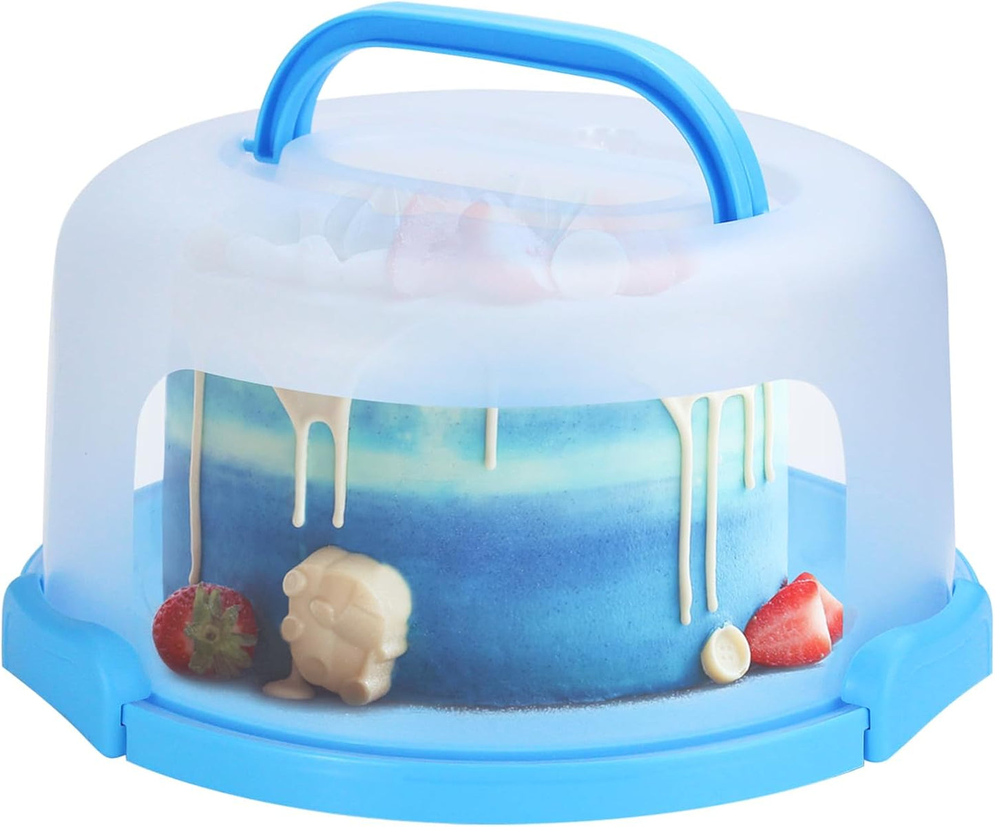 Cake Carrier with Lid and Handle, Fit 10’’ Cake Stand with Lid, Cake Transport Storage Container, Cake Containers Cover Stand with Lids, 3 Secure Side Closures (Pink)