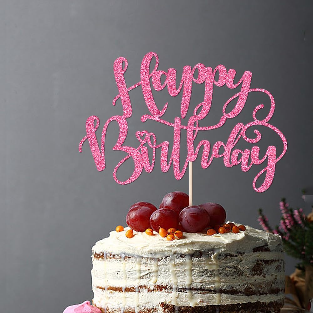 Handmade Glitter Happy Birthday Cake Topper,Birthday Party Cake Decorations, Anniversary/Birthday Party Decoration Supplies (Rainbow)