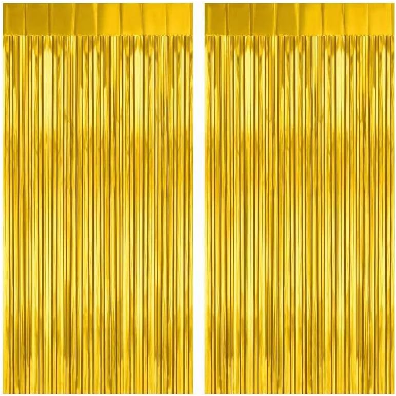 2 Pack 3.2ft x 8.2ft Silver Metallic Tinsel Foil Fringe Curtains, Door Streamer Photo Booth Backdrop for Birthday Graduation Engagement Bridal Shower Bachelorette Baby Shower Party Decorations