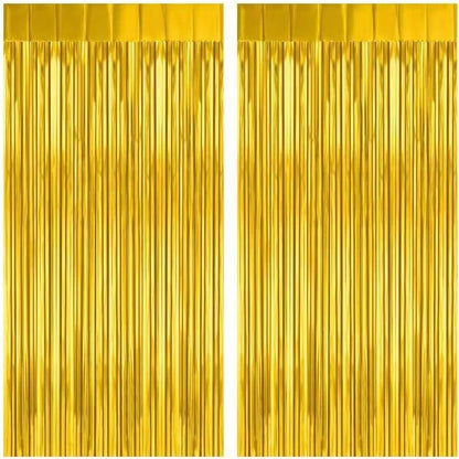 2 Pack 3.2ft x 8.2ft Silver Metallic Tinsel Foil Fringe Curtains, Door Streamer Photo Booth Backdrop for Birthday Graduation Engagement Bridal Shower Bachelorette Baby Shower Party Decorations