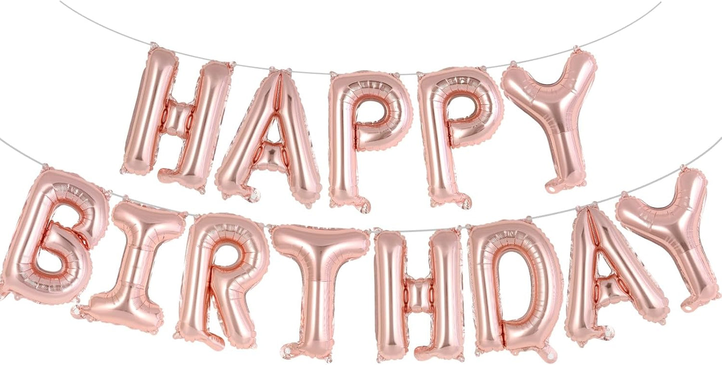 Happy Birthday Balloons Banner, Foil Balloon Personalized Name Letters Balloons Sign Birthday Party Decorations for Women Men Boys Girls Cream
