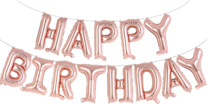 Happy Birthday Balloons Banner, Foil Balloon Personalized Name Letters Balloons Sign Birthday Party Decorations for Women Men Boys Girls Cream