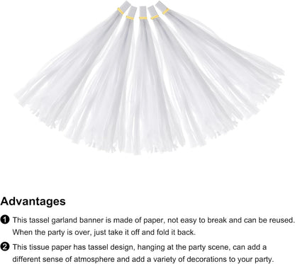 MECCANIXITY 15Pcs Light Blue Tassel Garland Banner with Rope Tissue Paper Tassels Party DIY Kits for Anniversary Wedding Birthday Party