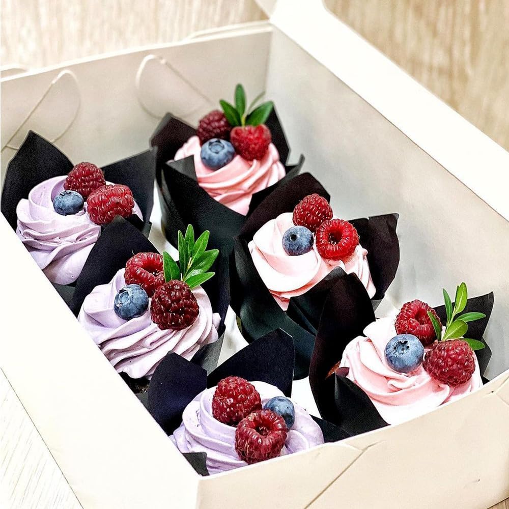 150 Pieces Tulip Cupcake Muffin Liners Paper Baking Cups Greaseproof Cupcake Wrappers for Birthday Wedding Party Baby Showers Catering Restaurants(Pink)