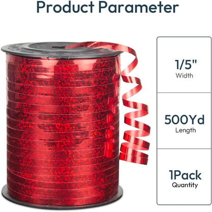 KMER LIFE Premium Red Curling Ribbon, 1/5" Wide x 500 Yards Christmas Curling Ribbons for Gift Wrapping, Party Decoration, Balloon String, Ribbons for Florist Flower (1 Roll)