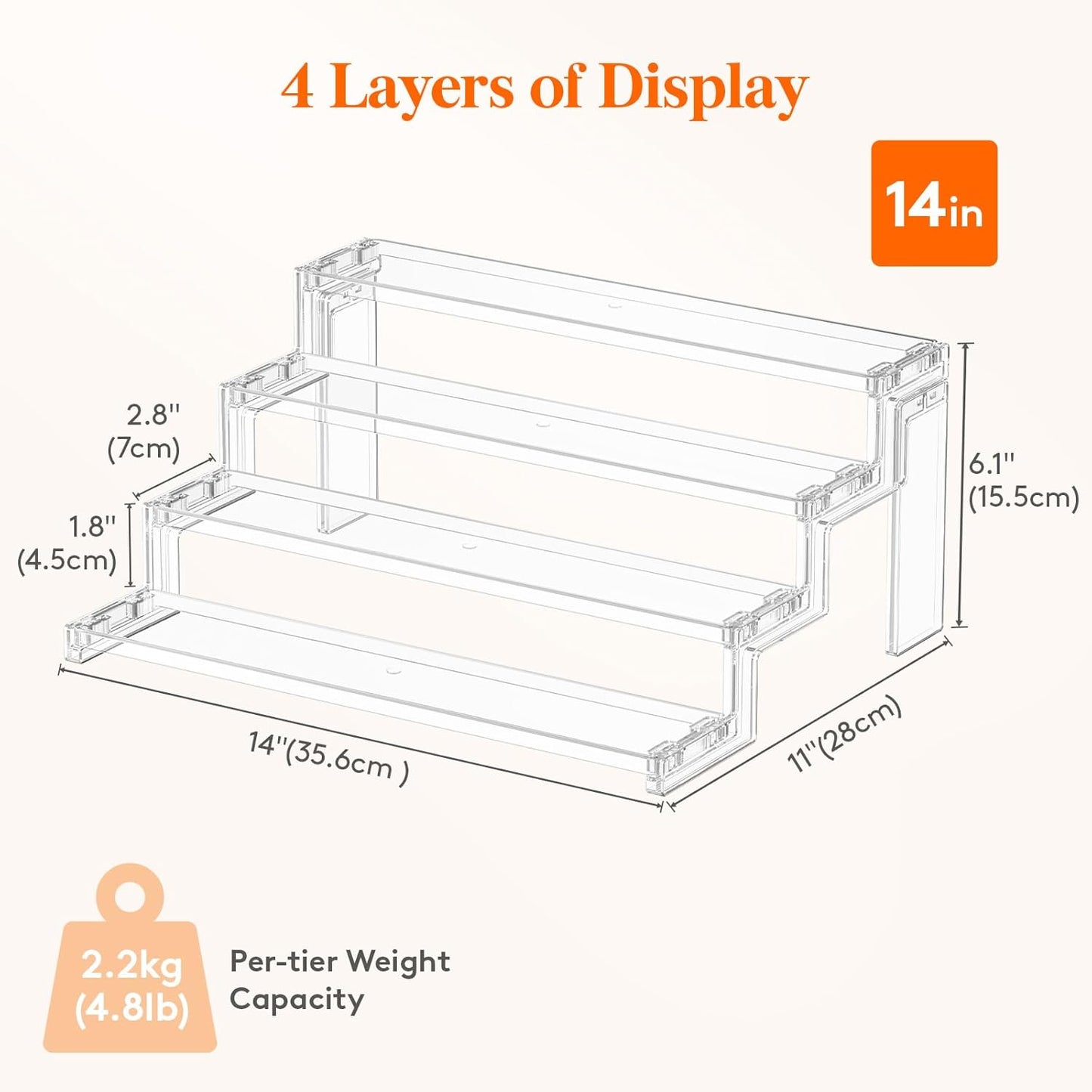 Lifewit Cupcake Stand, Perfume Cologne Organizer, Tool-Free Assembly, Display Riser, Spice Rack, Figurine Holder, Makeup Storage, Room Decor, Party Decorations, Clear, 12″ 3 Tier, 1 Pcs