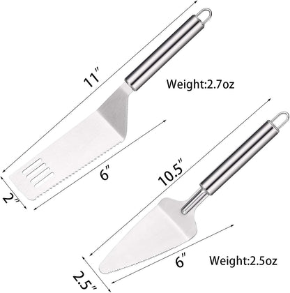 Patelai 2 Pieces Pie Server Set Multi-function Stainless Steel Cake Spatula Knife Stainless, Cake Spatula for Pie Lasagna Cutting (Packing Enhanced Version)