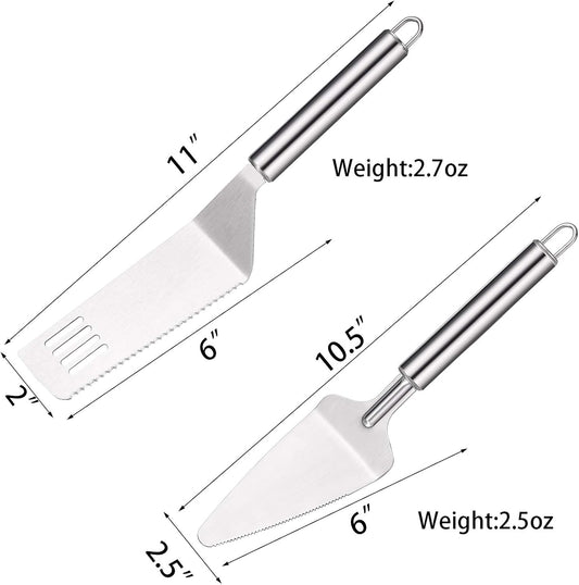 Patelai 2 Pieces Pie Server Set Multi-function Stainless Steel Cake Spatula Knife Stainless, Cake Spatula for Pie Lasagna Cutting (Packing Enhanced Version)