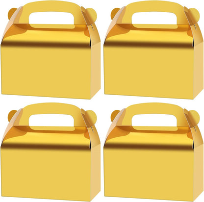 30-Pack Yellow Party Favor Treat Boxes, Goodie Candy Box, Gable Paper Gift Boxes with Handles Perfect for Construction and Chic Yellow Submarine Party Decoration Supplies