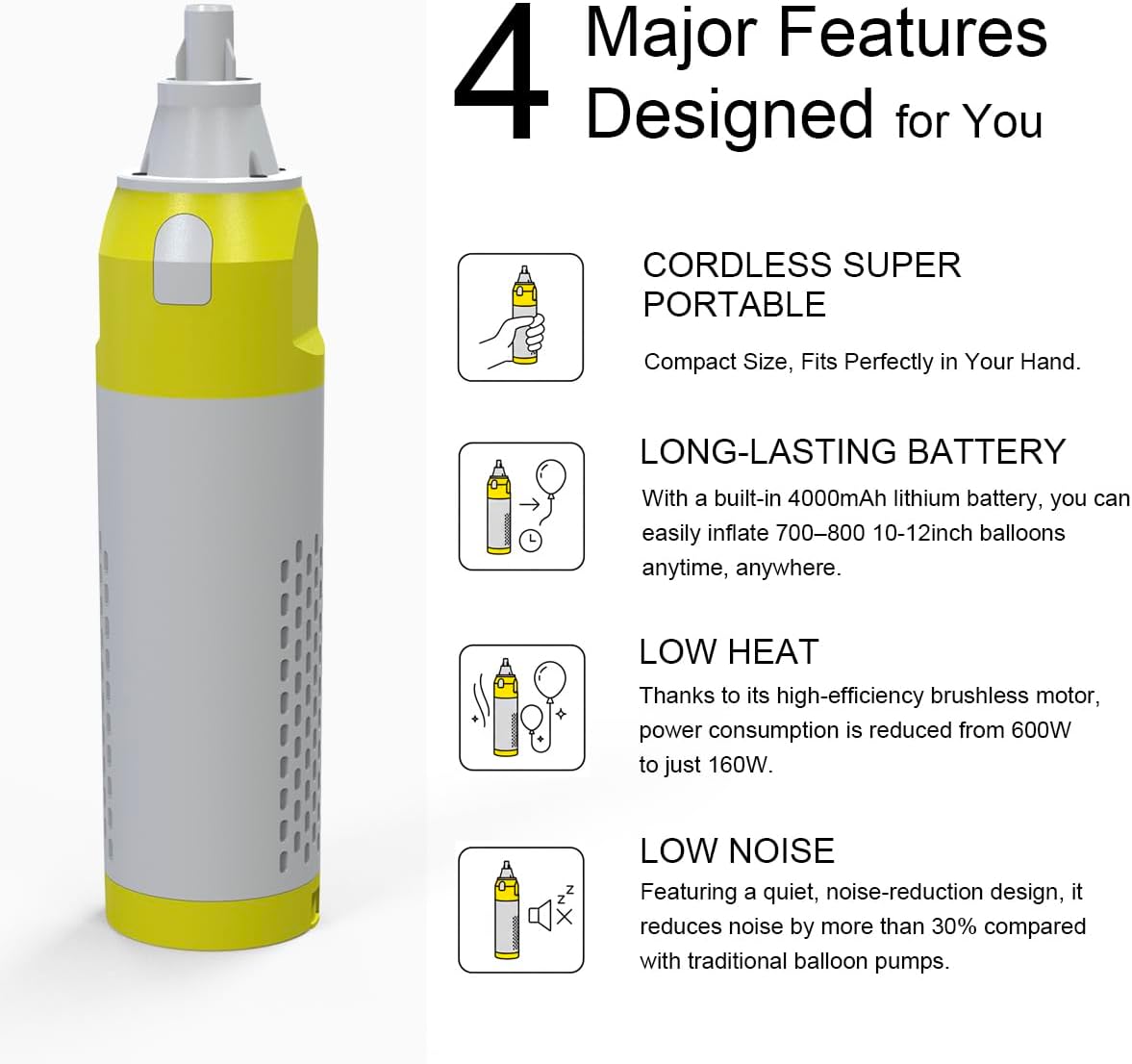 Ultra-Portable Balloon Pump – Cordless, USB Rechargeable & Handheld Electric Air Inflator for Outdoor Parties, Arches, Travel & Events