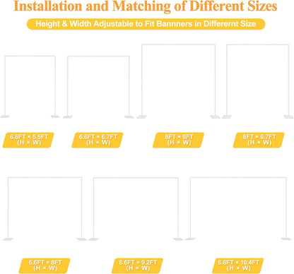 Putros Heavy Duty Backdrop Stand 8ft x 8ft Gold Pipe and Drape Kit Adjustable Metal Backdrop Sand for Wedding Photobooth Exhibition Decoration