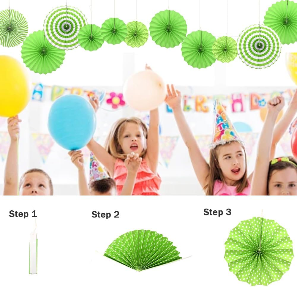 Hocansen 6PCS Paper Fan Garland Paper Fans Party Decorations 8/12/16in Hanging Papers Fans Set Round Papers Fans Pattern Garland for Birthday, Wedding (ZS/Pink)