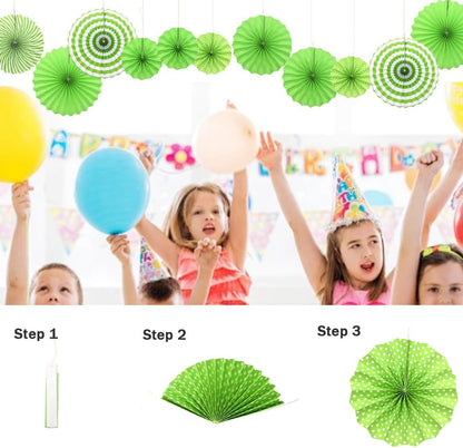 Hocansen 6PCS Paper Fan Garland Paper Fans Party Decorations 8/12/16in Hanging Papers Fans Set Round Papers Fans Pattern Garland for Birthday, Wedding (ZS/Pink)