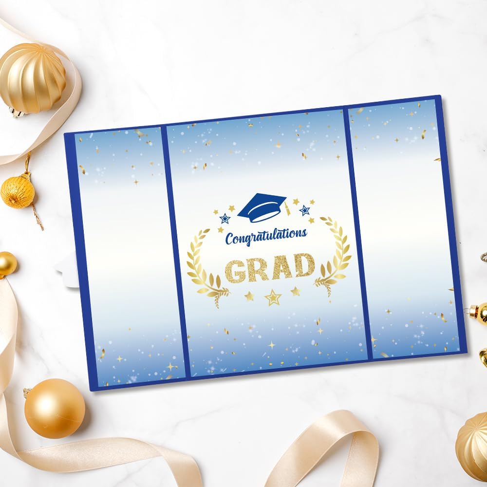 Graduation Guest Book Party Decorations-Blue Gold Graduation Guest Book Alternative Graduation Signature Congrats for 2026 College High School Graduation Party Decorations Unique Graduation Gifts