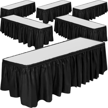 DecorRack 2 Pack Table Skirts, 29 in x 14 ft Each, Multi Pack -BPA Free- Plastic Tableskirt, Disposable, Reusable, Rectangular Tablecloth Skirt, White (2 Pack)
