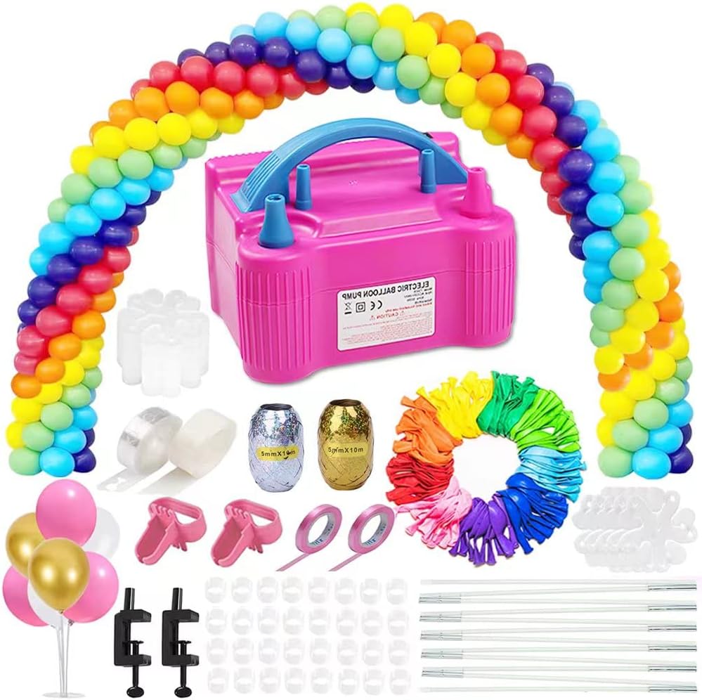 Balloon Arch Kit and Balloon Pump Electric, 10ft Wide Adjustable Balloon Arch Stand With 100Balloons 2Balloon Stands For Wedding Anniversary Birthday Mother's Day Party Decoration Graduation Ceremony