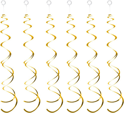 30 Pieces Iridescent White Hanging Swirls, Foil Swirl Hanging Decorations Plastic Steamers for Ceiling, Dangling Whirls Wedding Baby Shower Birthday Party Decorations