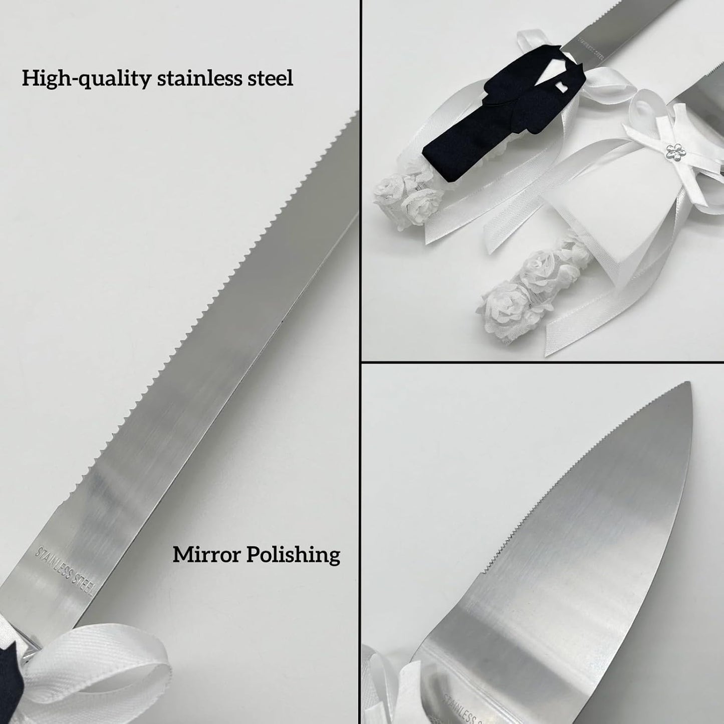 Wedding Cake Knife and Server Set - Vintage Design Stainless Steel Cake Cutter Set - Gifts for Wedding Anniversary Party Celebration