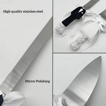 Wedding Cake Knife and Server Set - Vintage Design Stainless Steel Cake Cutter Set - Gifts for Wedding Anniversary Party Celebration