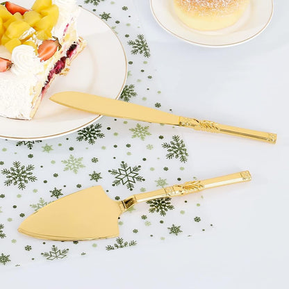 Cake Cutting Set for Wedding, Personalized Gold Cake Knife and Server Set, Custom Cake Serving Set, Engraved Pastry Pie Server Cake Pizza Cutter, Birthday Bridal Gift (F-Classic)