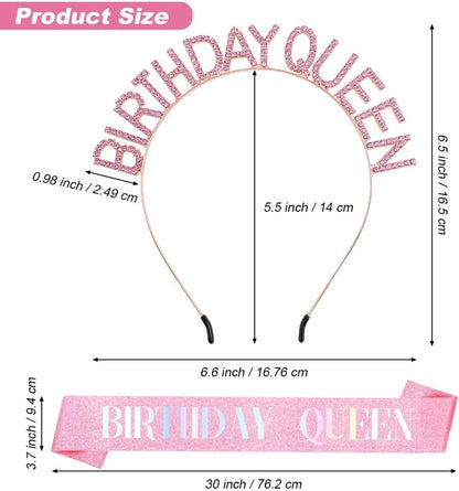 Birthday Sash & Crown for Women - Tiara Headband, Girls' Decorations Accessories