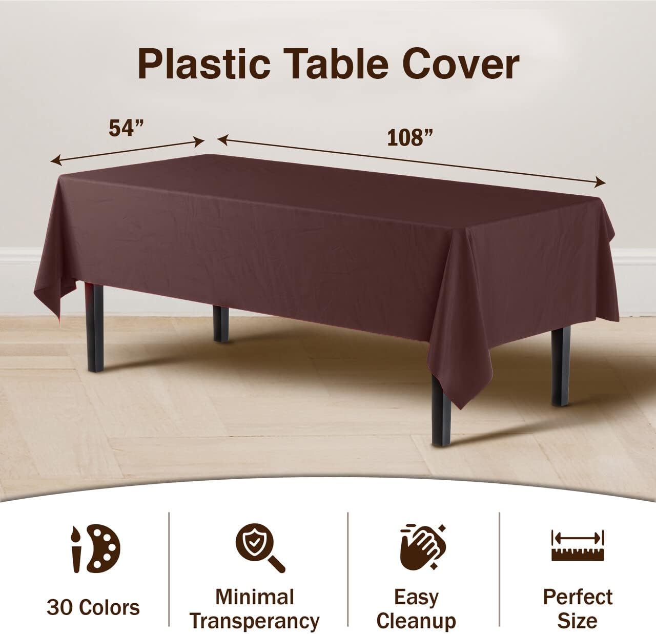 Exquisite Party Solids 6-Pack Premium Plastic Tablecloth 54in. x 108in. Rectangle Plastic Table Cover - Navy