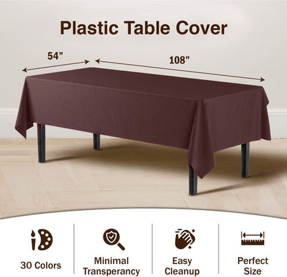 Exquisite Party Solids 6-Pack Premium Plastic Tablecloth 54in. x 108in. Rectangle Plastic Table Cover - Navy