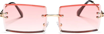 Rectangle Sunglasses for Men/Women Small Rimless Square Shade Eyewear